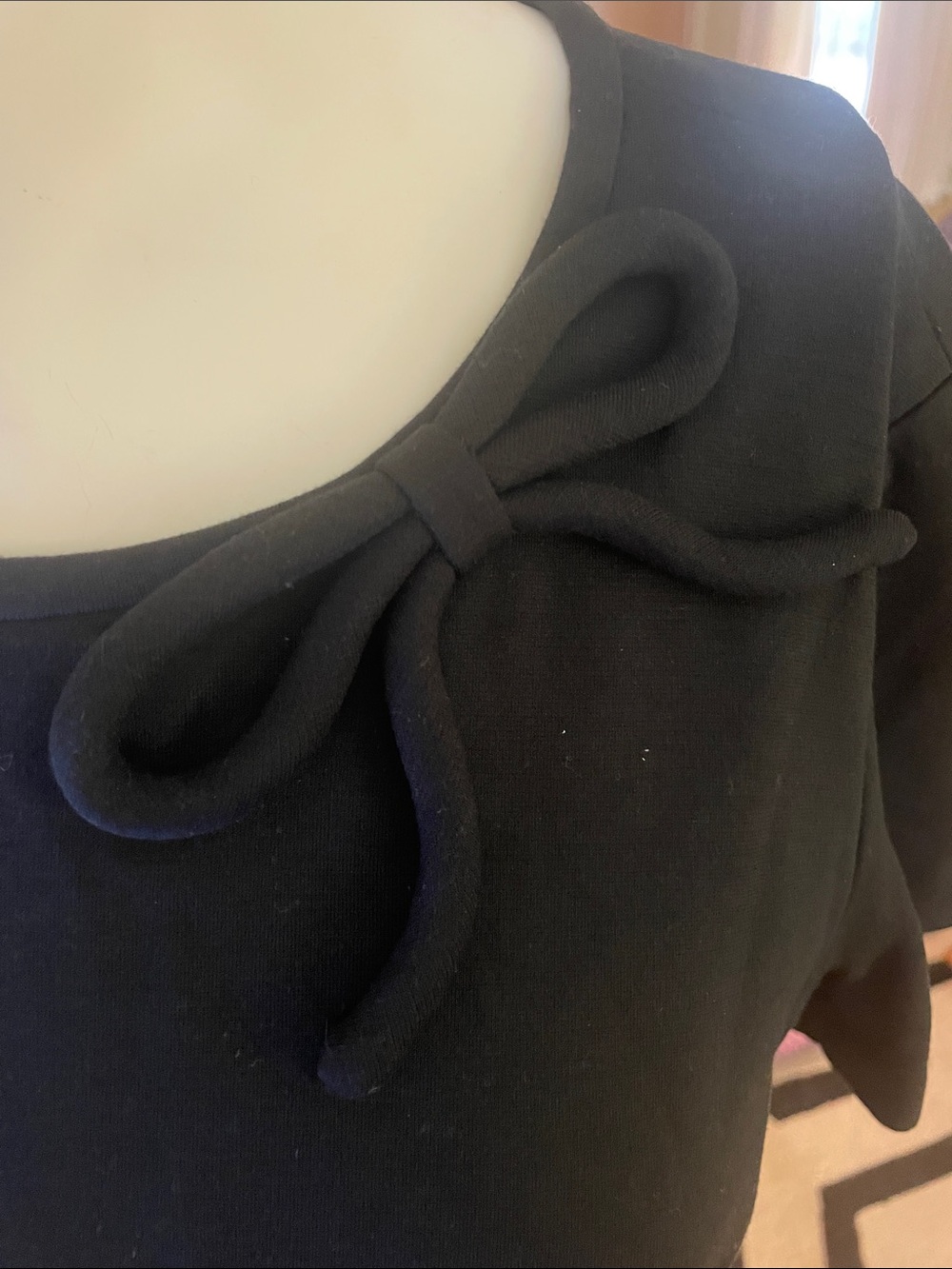 Kate Spade Black Short Sleeve Bow-Accent Top
